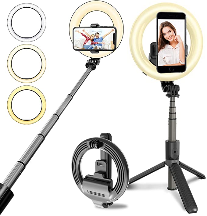 4-in-1 Wireless Selfie Stick Tripod with Ring Light